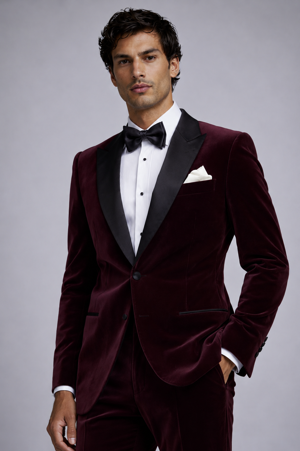 BURGUNDY TUXEDO VELVET  SUIT
