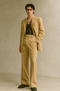 BEIGE NOTCH LAPEL CASUAL SUIT