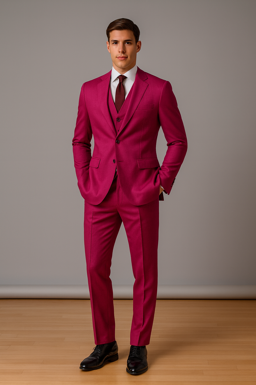 PINK SLIM FIT GROOM PARTY SUIT
