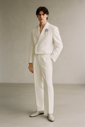 WHITE DOUBLE-BREASTED CROPPED SUIT