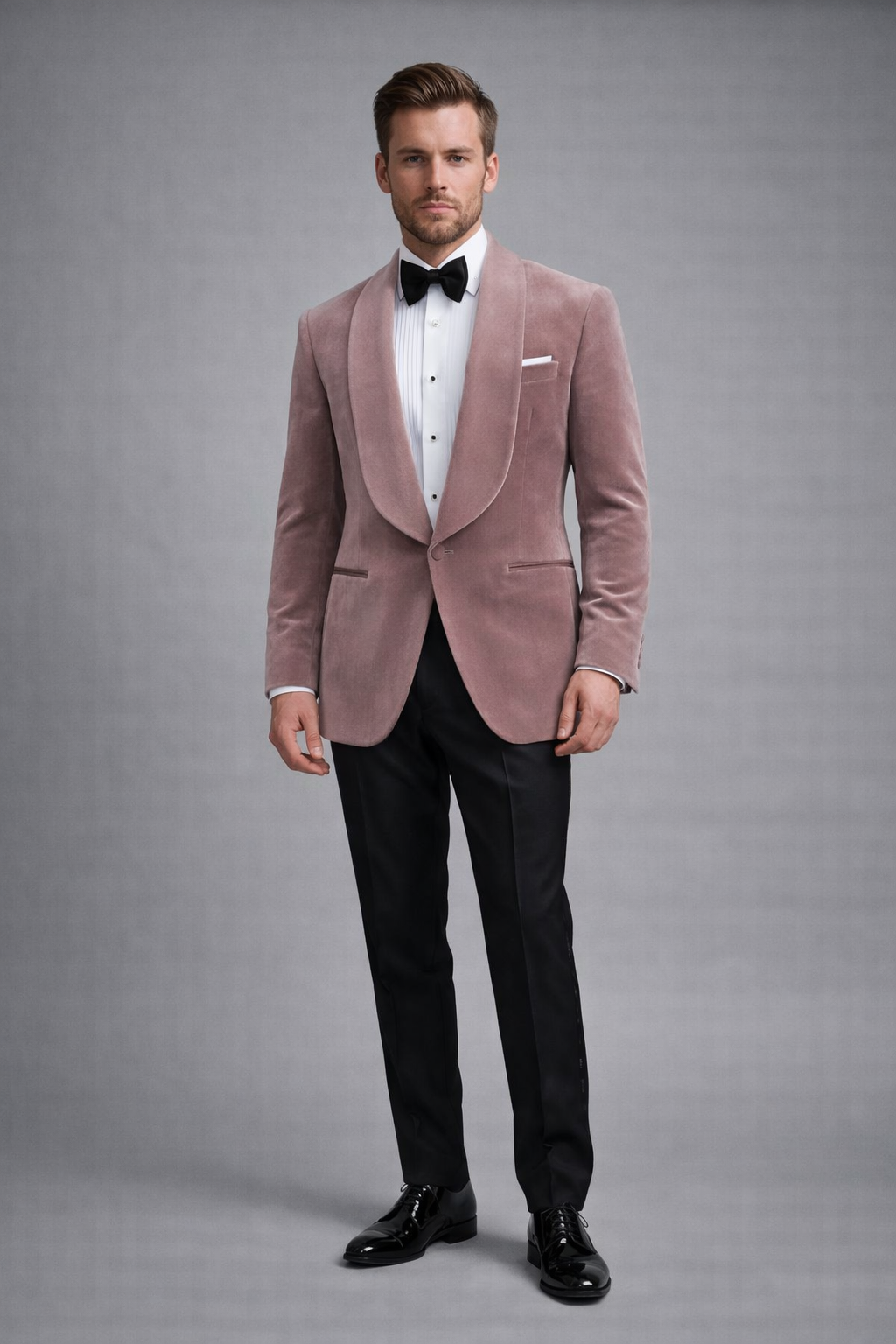 DUSTY PINK VELVET TUXEDO SUIT