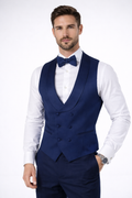 NAVY DOUBLE-BREASTED SHAWL LAPEL WAISTCOAT