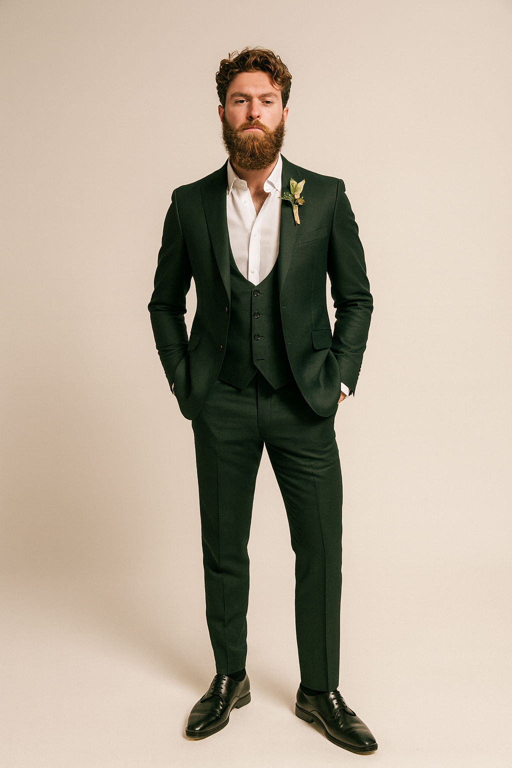 GREEN SLIM-FIT WEDDING GROOM SUIT
