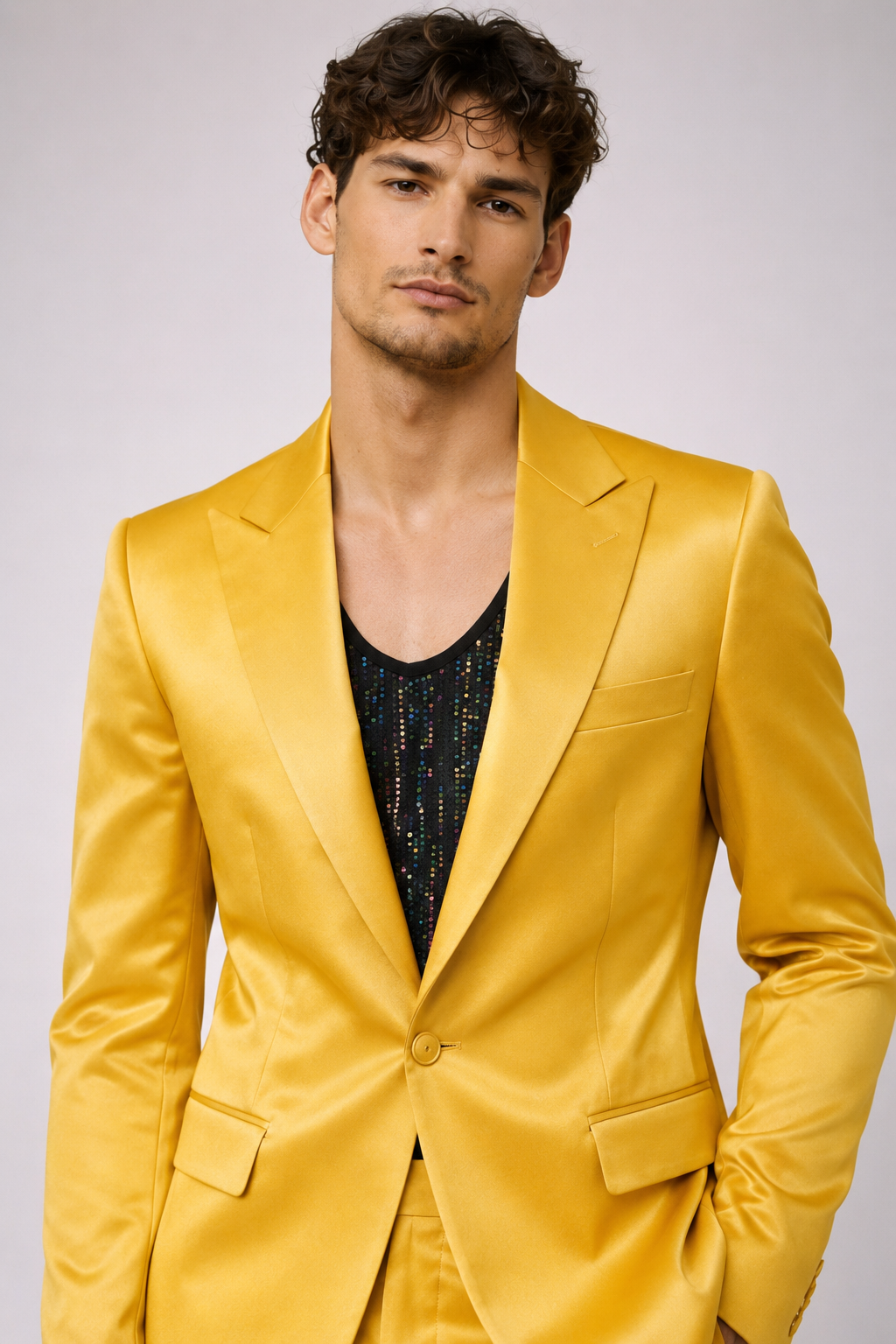 YELLOW SATIN FORMAL WEAR SUIT