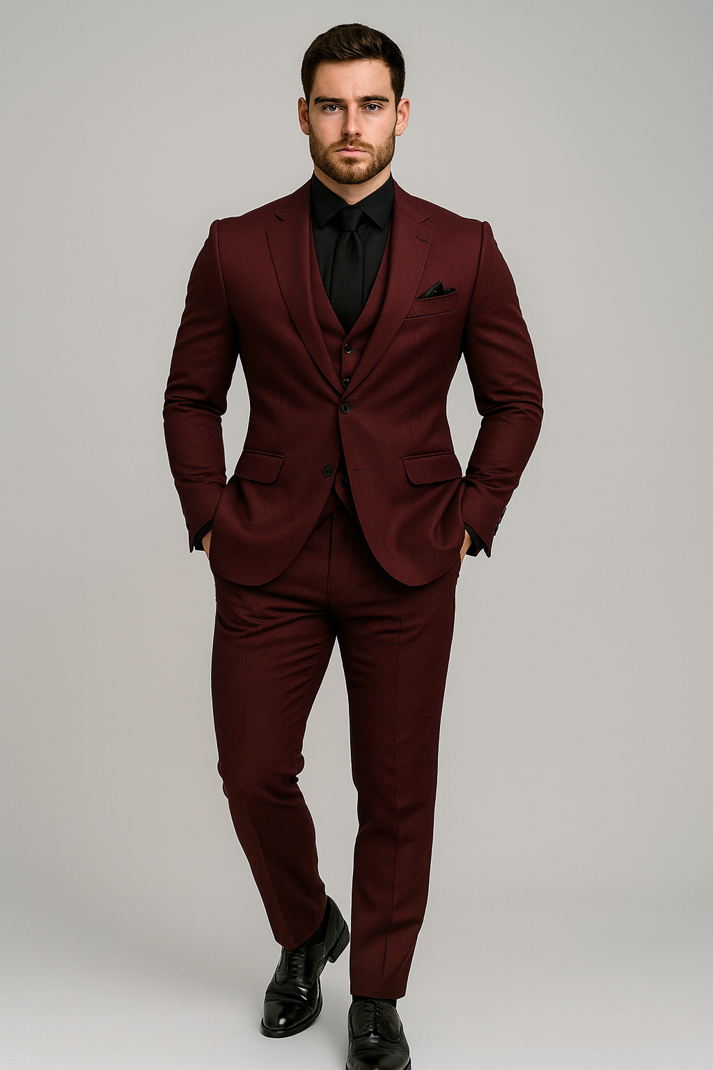 BURGUNDY SLIM FIT FORMAL SUIT