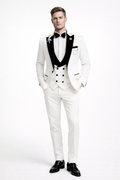 WHITE BLACK SHAWL LAPEL TUXEDO SUIT