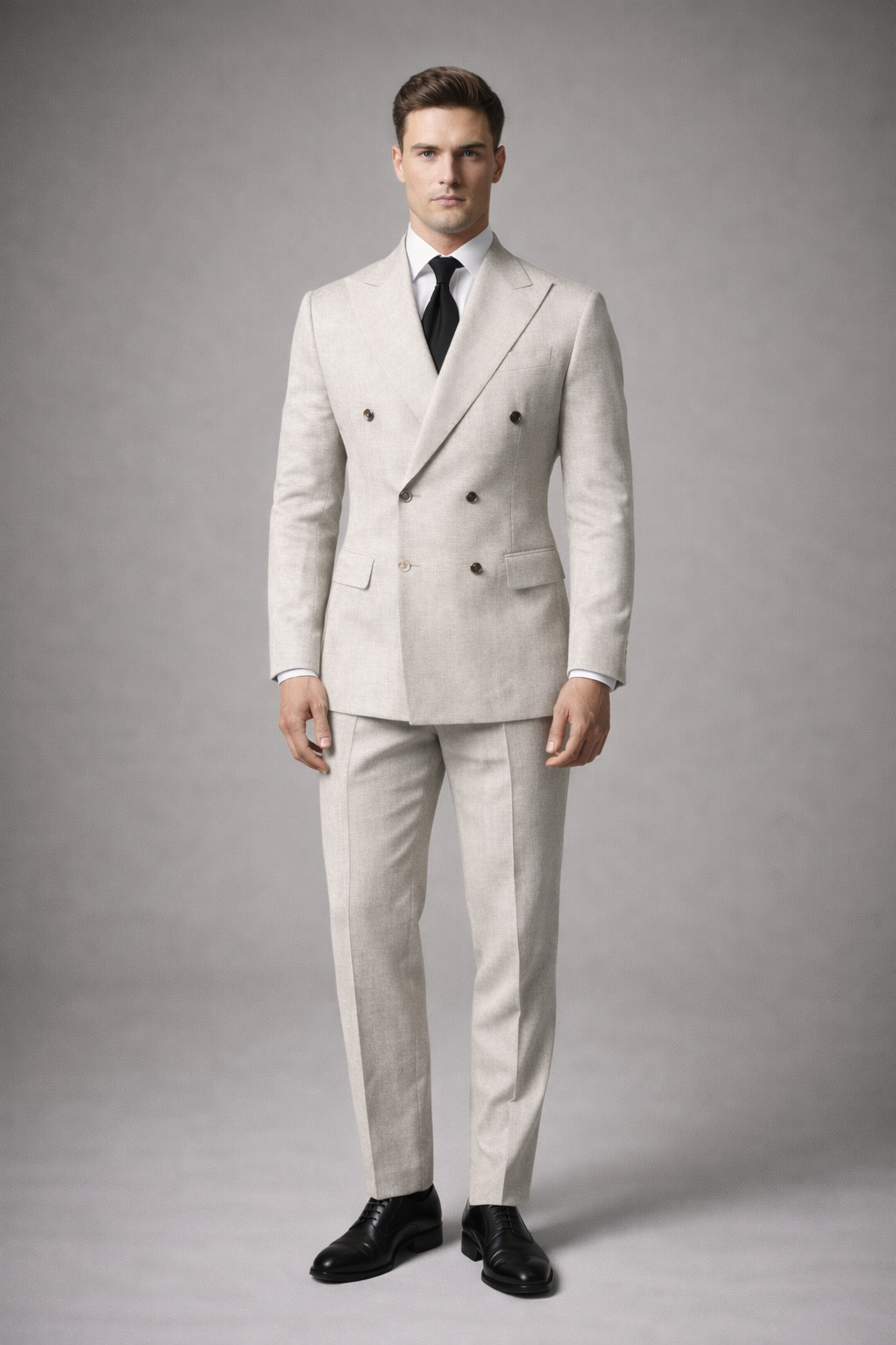 IVORY DOUBLE-BREASTED BUSINESS SUIT