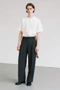CHARCOAL GREY HIGH-WAISTED RELAXED TROUSERS