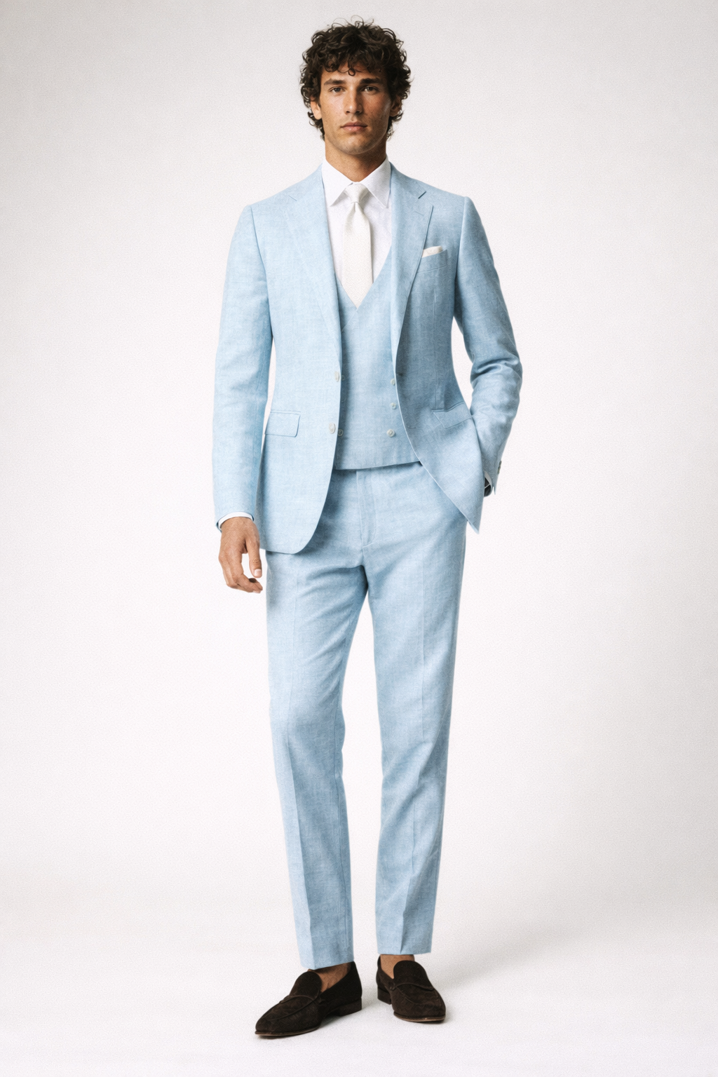 SKY BLUE LINEN SUMMER FORMAL SUIT