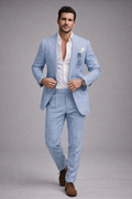 SKY BLUE LINEN SUMMER FORMAL SUIT