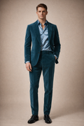 TEAL SLIM FIT FORMAL VELVET SUIT