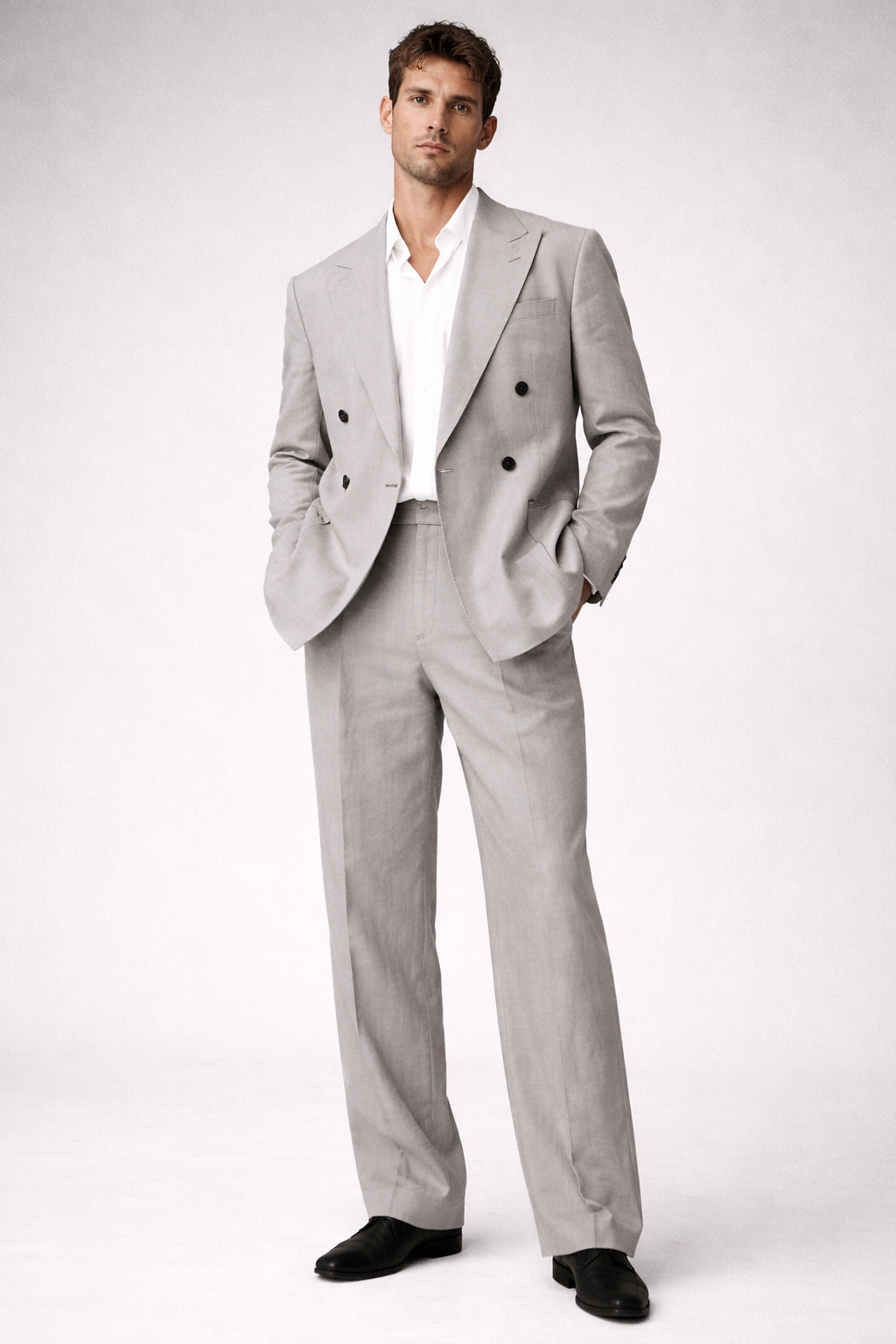 GREY DOUBLE-BREASTED BUSINESS SUIT