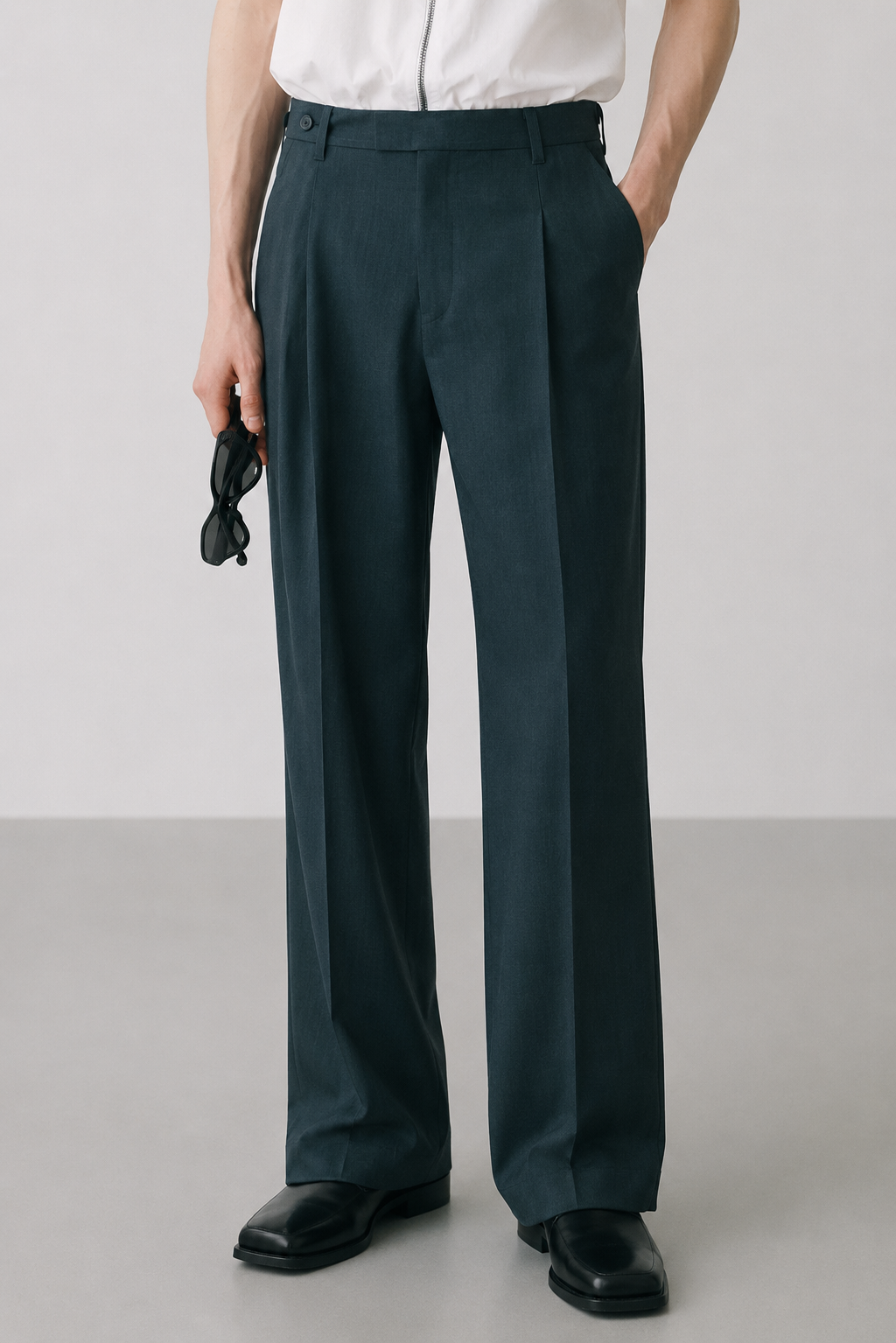 TEAL STRAIGHT-LEG TROUSERS FOR MEN