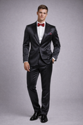 BLACK SLIM FIT SATIN TUXEDO SUIT