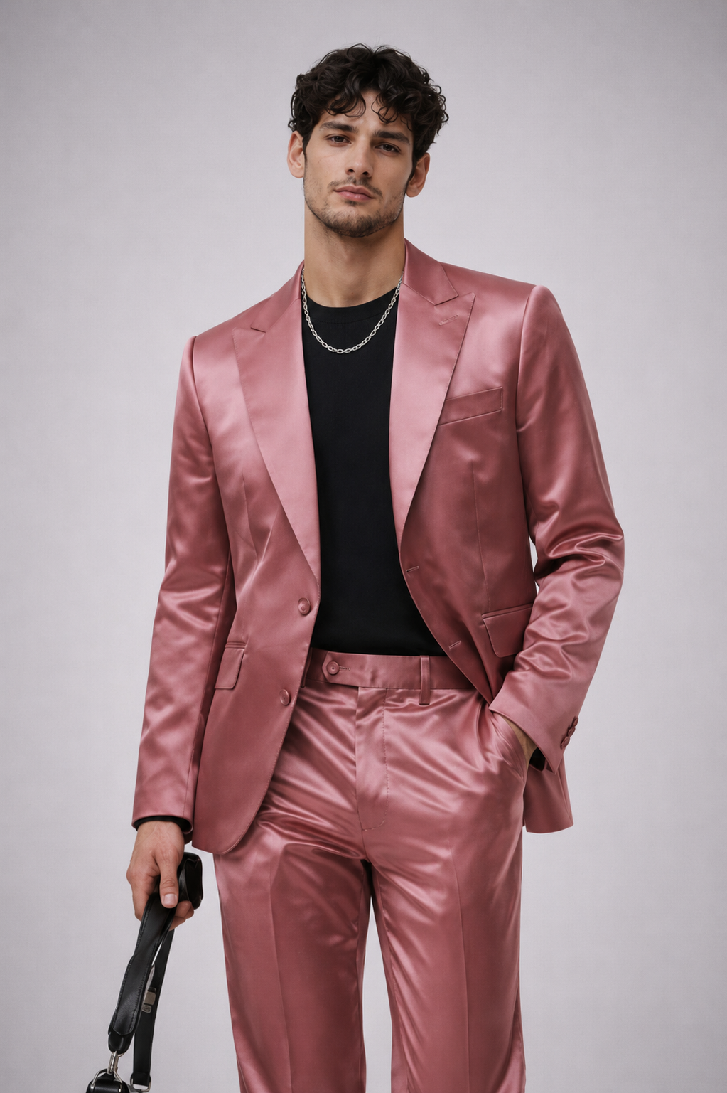PINK SLIM FIT SATIN PARTY WEDDING SUIT
