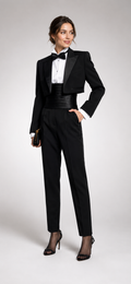 BLACK CROPPED TUXEDO SUIT