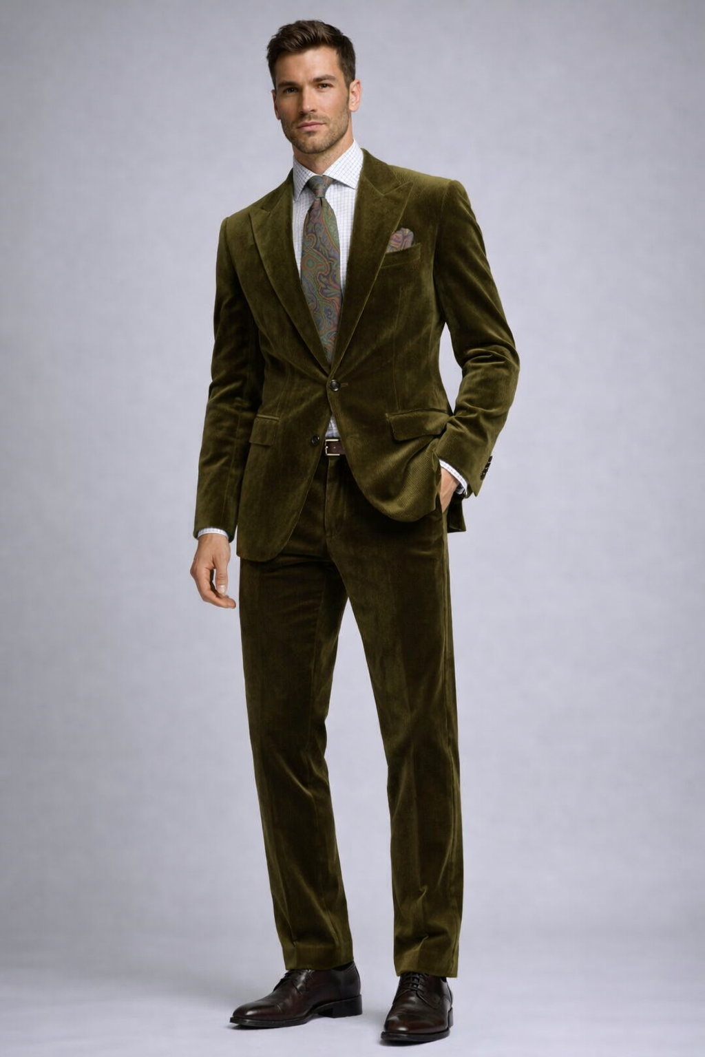 GREEN SLIM FIT VELVET SUIT
