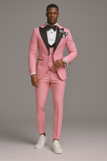 PINK BLACK SHAWL LAPEL TUXEDO SUIT