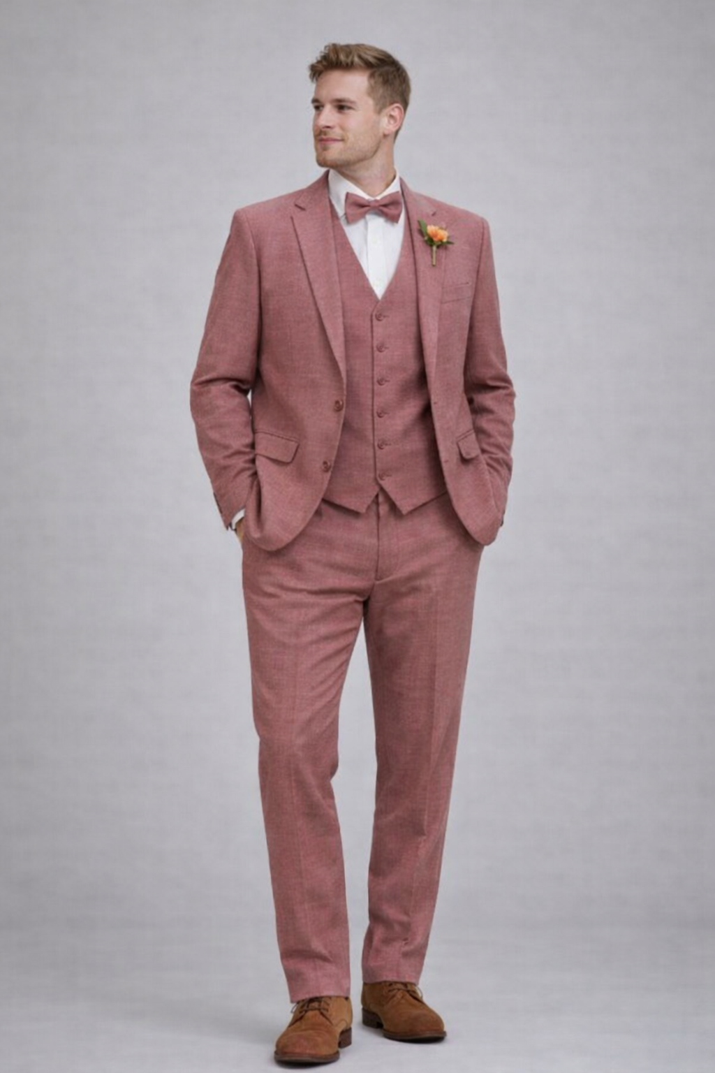 DUSTY ROSE LINEN WEDDING SUIT
