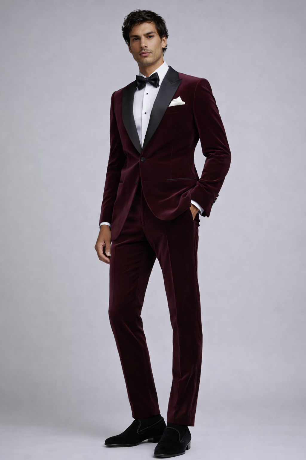 BURGUNDY TUXEDO VELVET  SUIT