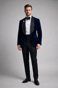 NAVY BLUE VELVET TUXEDO SUIT