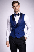 ROYAL BLUE DOUBLE-BREASTED TUXEDO WAISTCOAT