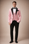 PINK BLACK SHAWL LAPEL TUXEDO SUIT