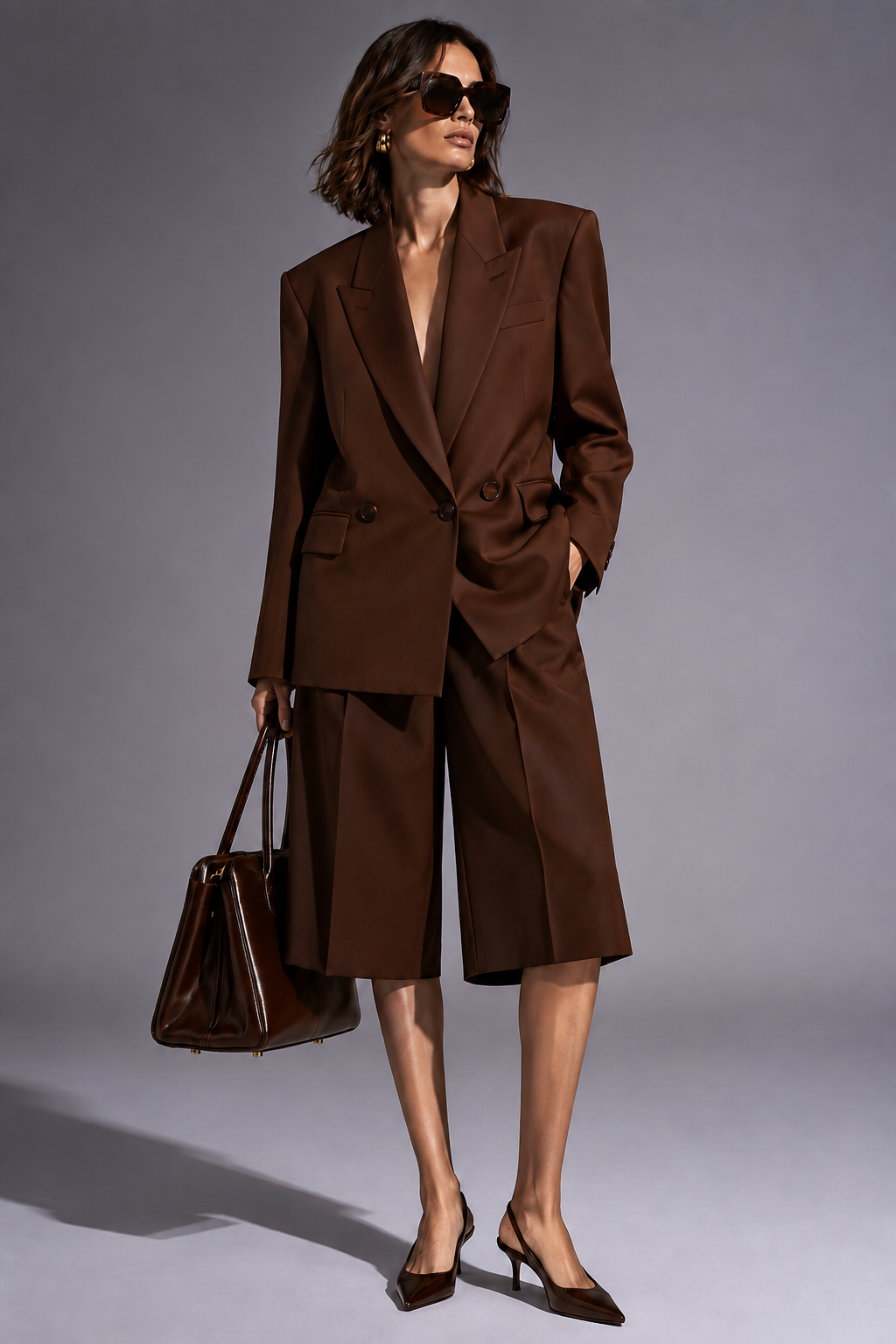 BROWN BLAZER & BERMUDA SHORTS SUIT