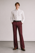 BURGUNDY MID-RISE STRAIGHT-LEG PANTS