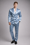 BLUE SLIM FIT SATIN WEDDING SUIT