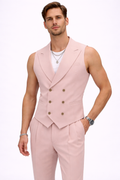 BLUSH PINK DOUBLE-BREASTED PEAK LAPEL VEST