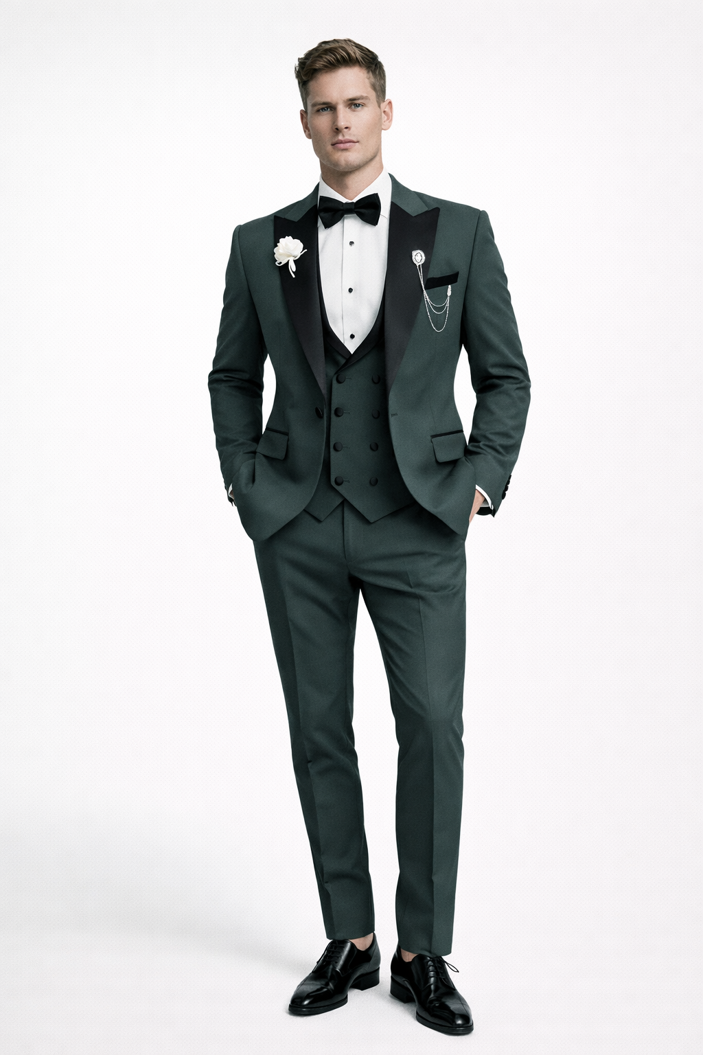 GREEN 3-PIECE SLIM FIT TUXEDO SUIT