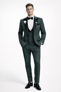 GREEN 3-PIECE SLIM FIT TUXEDO SUIT