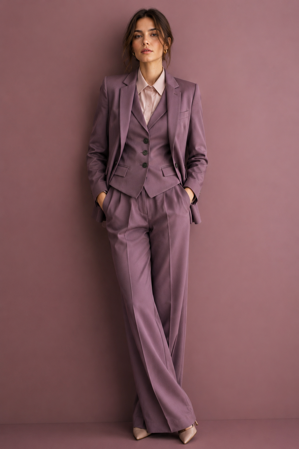LAVENDER WIDE-LEG PANTSUIT