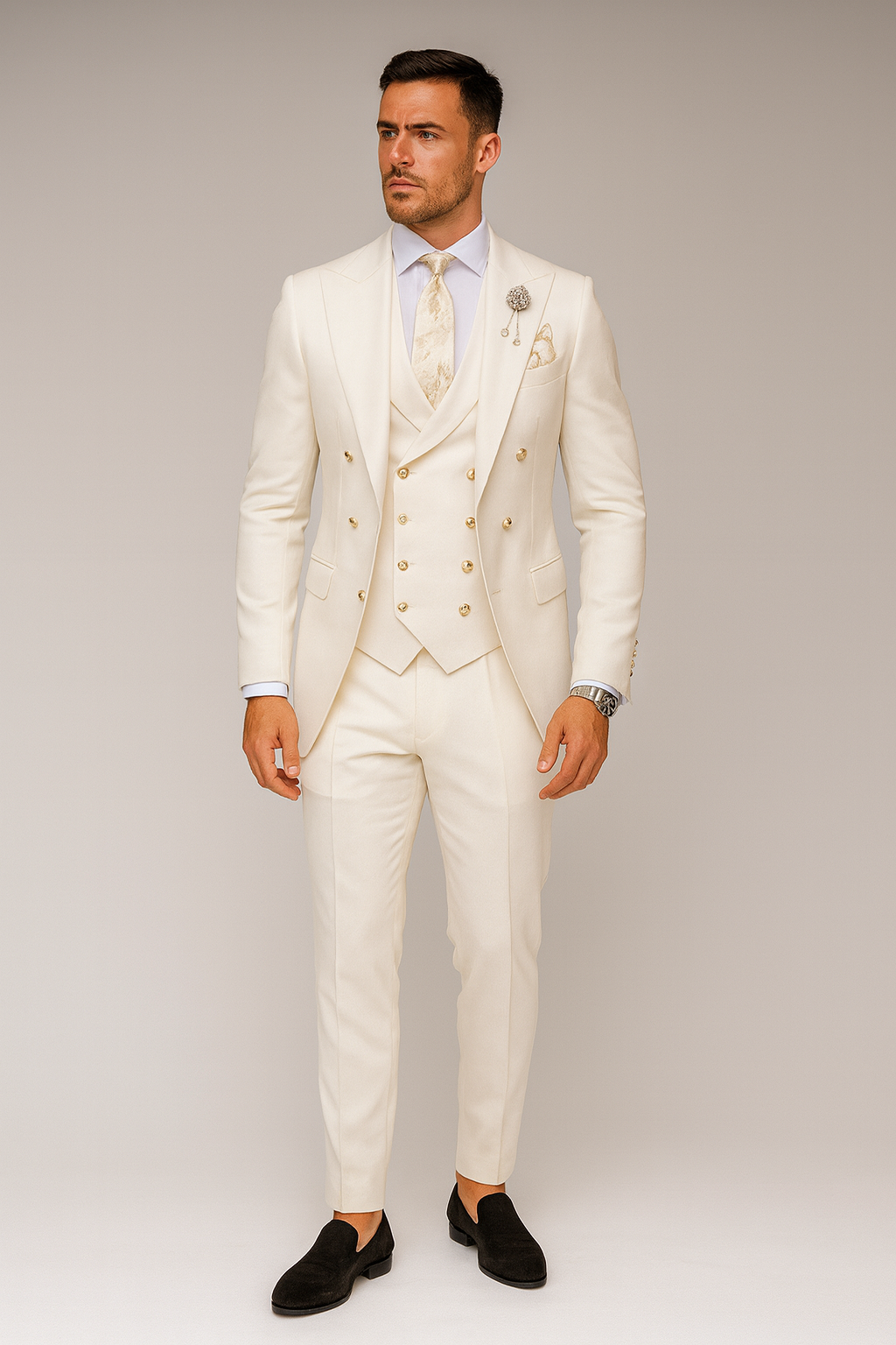 IVORY DOUBLE-BREASTED WEDDING SUIT