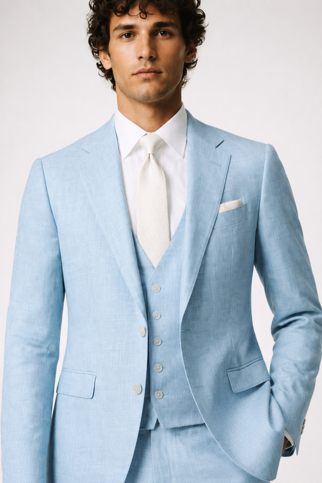 SKY BLUE LINEN SUMMER FORMAL SUIT