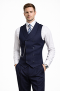 NAVY BLUE DOUBLE-BREASTED SHAWL LAPEL VEST
