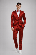 RED SLIM FIT SATIN TUXEDO SUIT