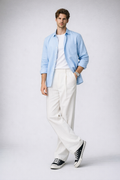 IVORY HIGH-WAISTED WIDE-LEG TROUSERS