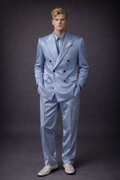 SKY BLUE FORMAL SATIN WEDDING SUIT