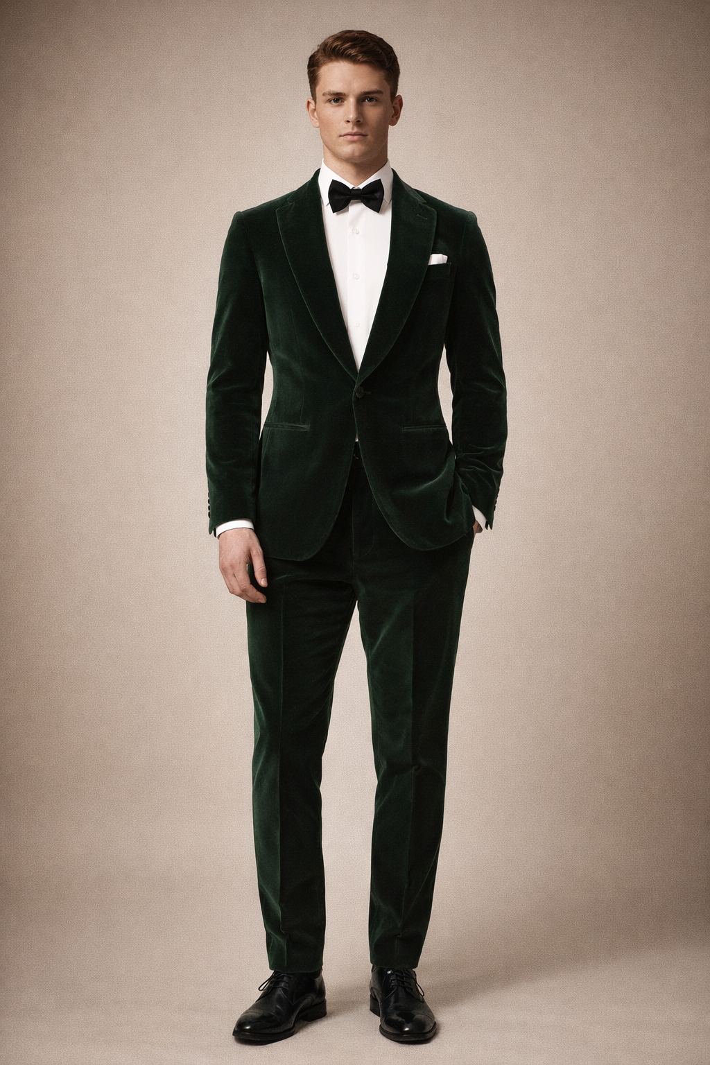 GREEN  SLIM FIT VELVET TUXEDO SUIT