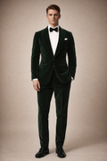 GREEN  SLIM FIT VELVET TUXEDO SUIT