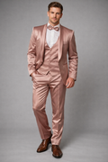 ROSE GOLD SATIN TUXEDO SUIT