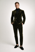 GREEN DOUBLE-BREASTED VELVET  SUIT