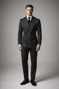 BLACK DOUBLE-BREASTED SLIM FIT FORMAL SUIT