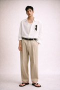 BEIGE MID-WAIST RELAXED SUMMER PANTS