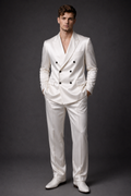 IVORY DOUBLE-BREASTED SATIN EVENING SUIT