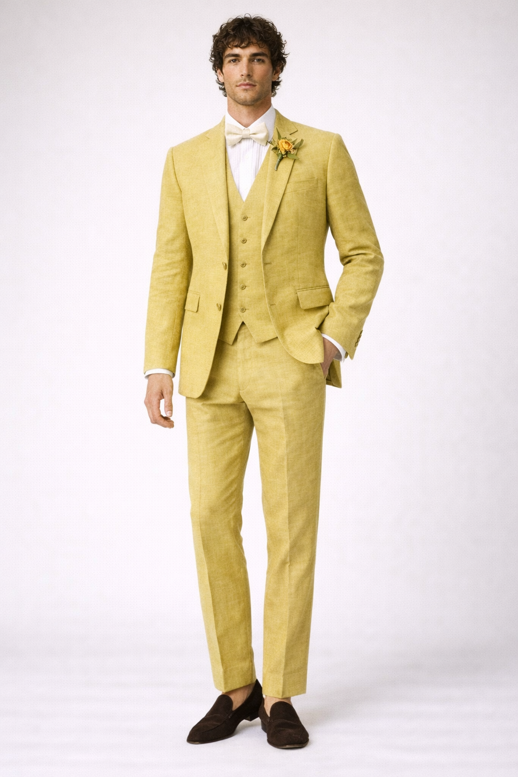 YELLOW LINEN  WEDDING SUIT