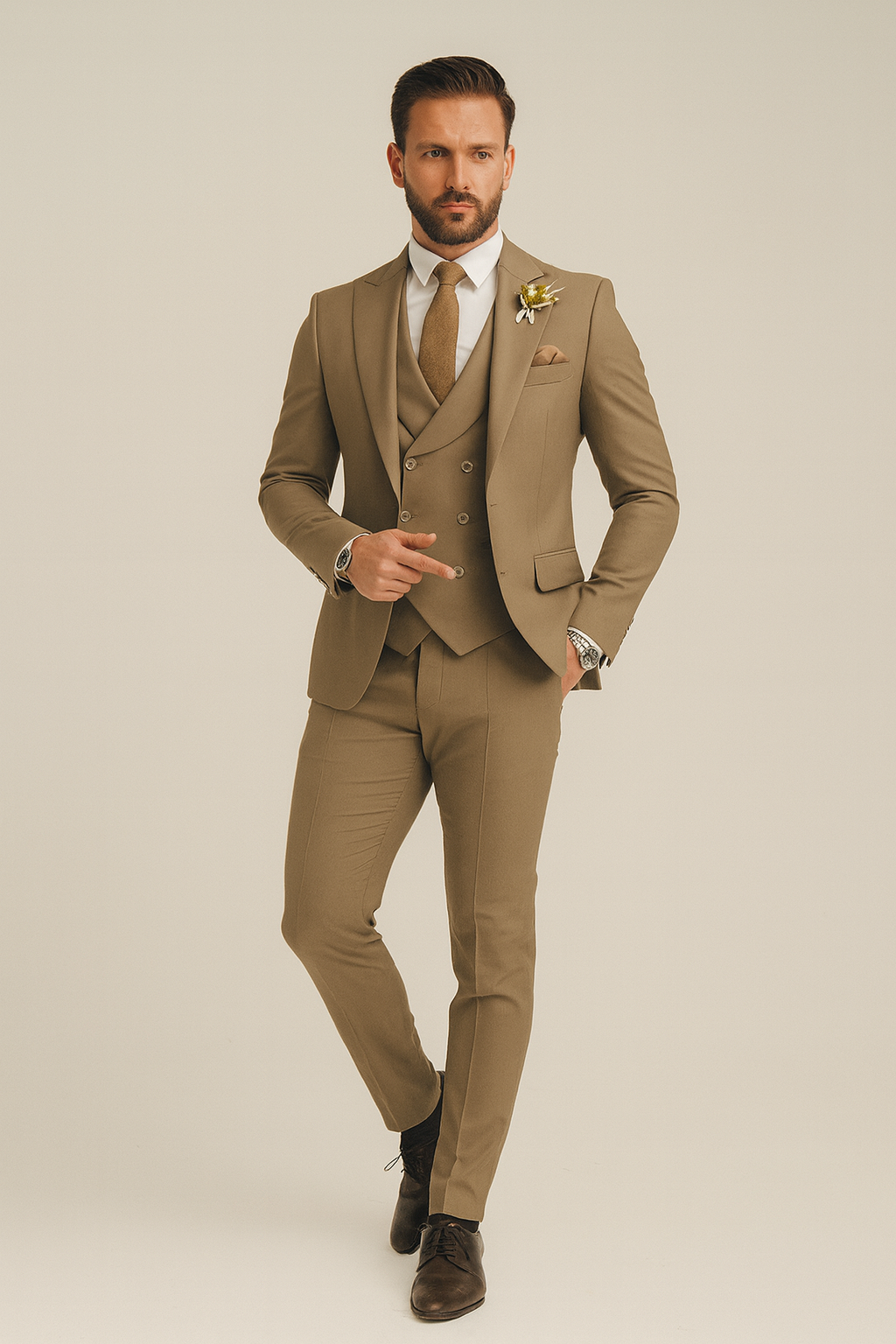 BROWN  DOUBLE BREASTED FORMAL SUIT